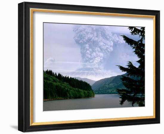 Mount St. Helens Erupting-Steve Terrill-Framed Photographic Print