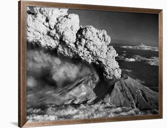 Mount St. Helens Eruption and Mount Hood-Bettmann-Framed Premium Photographic Print