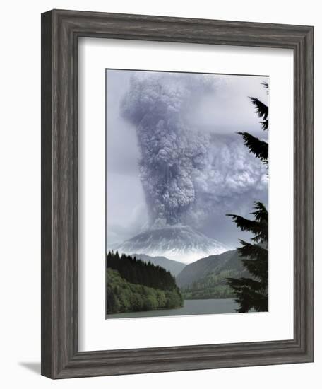 Mount St. Helens Eruption-Steve Terrill-Framed Photographic Print