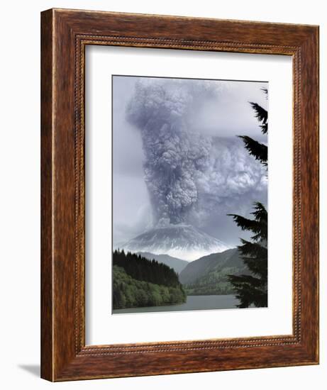 Mount St. Helens Eruption-Steve Terrill-Framed Photographic Print