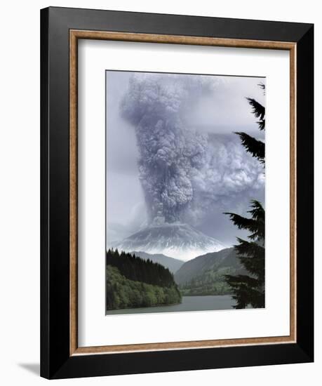 Mount St. Helens Eruption-Steve Terrill-Framed Photographic Print