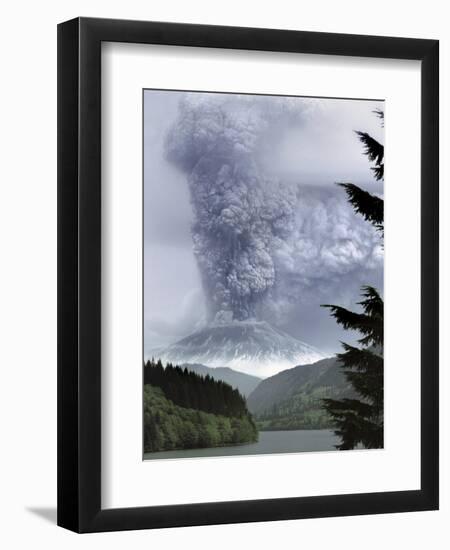 Mount St. Helens Eruption-Steve Terrill-Framed Photographic Print