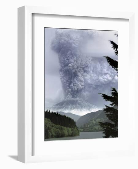 Mount St. Helens Eruption-Steve Terrill-Framed Photographic Print