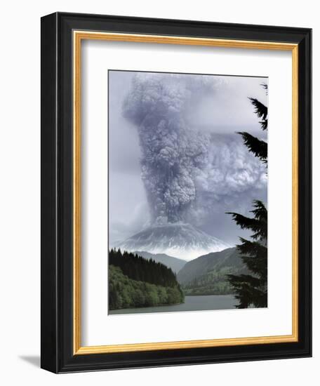 Mount St. Helens Eruption-Steve Terrill-Framed Photographic Print