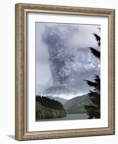 Mount St. Helens Eruption-Steve Terrill-Framed Photographic Print