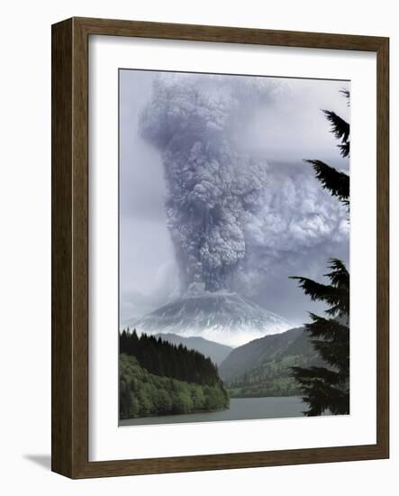 Mount St. Helens Eruption-Steve Terrill-Framed Photographic Print