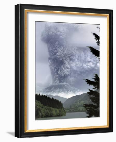 Mount St. Helens Eruption-Steve Terrill-Framed Photographic Print