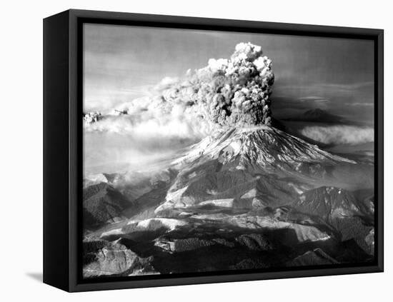 Mount St. Helens in Eruption on May 18, 1980 with Mt. Adams in Distance-null-Framed Stretched Canvas