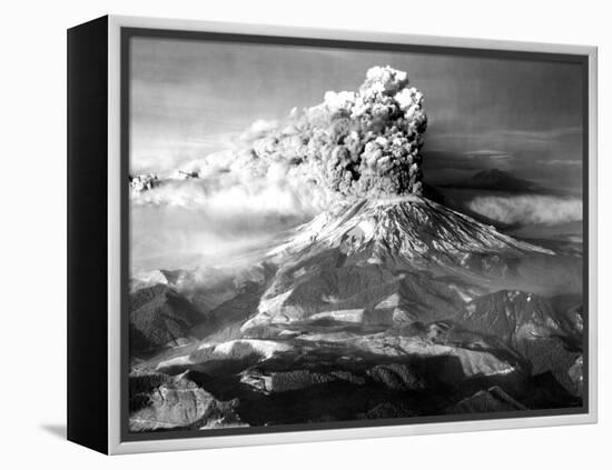 Mount St. Helens in Eruption on May 18, 1980 with Mt. Adams in Distance-null-Framed Stretched Canvas