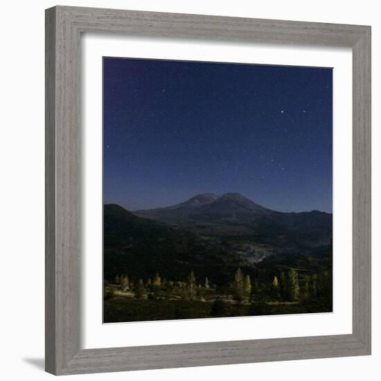 Mount St. Helens is Seen against a Star-Filled Sky-null-Framed Photographic Print