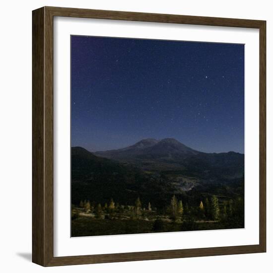 Mount St. Helens is Seen against a Star-Filled Sky-null-Framed Photographic Print