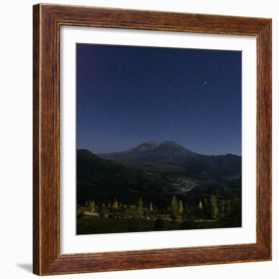 Mount St. Helens is Seen against a Star-Filled Sky-null-Framed Photographic Print