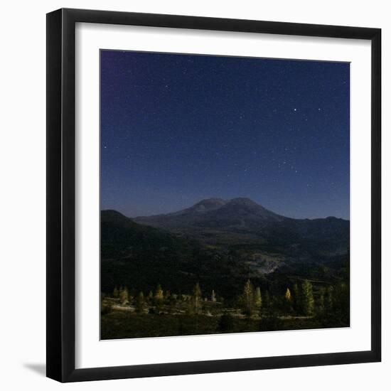 Mount St. Helens is Seen against a Star-Filled Sky-null-Framed Photographic Print