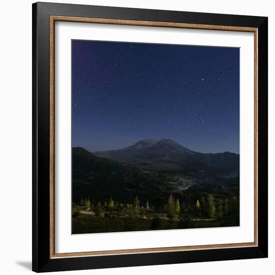 Mount St. Helens is Seen against a Star-Filled Sky-null-Framed Photographic Print