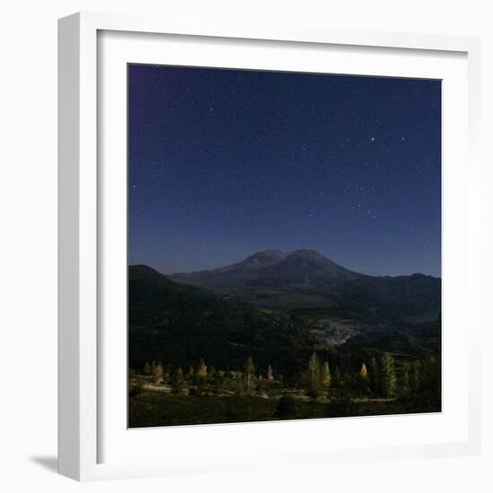 Mount St. Helens is Seen against a Star-Filled Sky-null-Framed Photographic Print