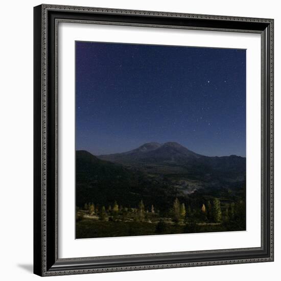 Mount St. Helens is Seen against a Star-Filled Sky-null-Framed Photographic Print