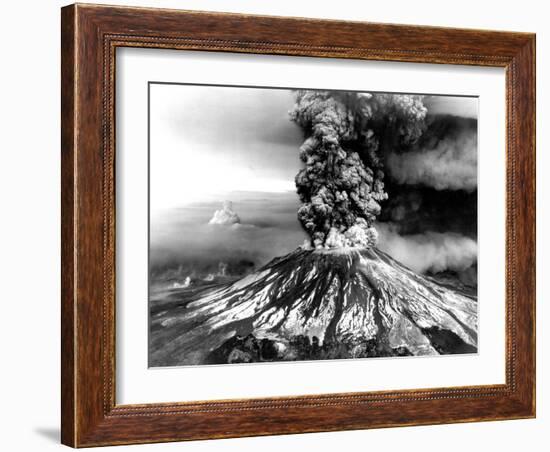 Mount St. Helens on the First Day of Eruption on May 18 1980-null-Framed Photo