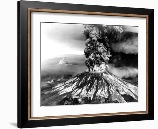 Mount St. Helens on the First Day of Eruption on May 18 1980-null-Framed Photo