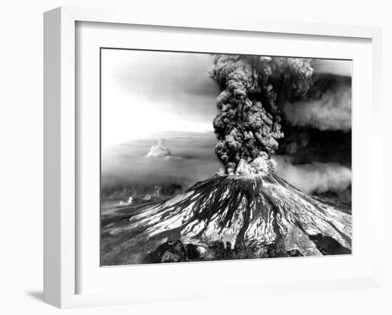 Mount St. Helens on the First Day of Eruption on May 18 1980-null-Framed Photo