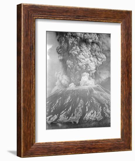 Mount St. Helens Sends a Plume of Ash, Smoke and Debris Skyward--Framed Photographic Print