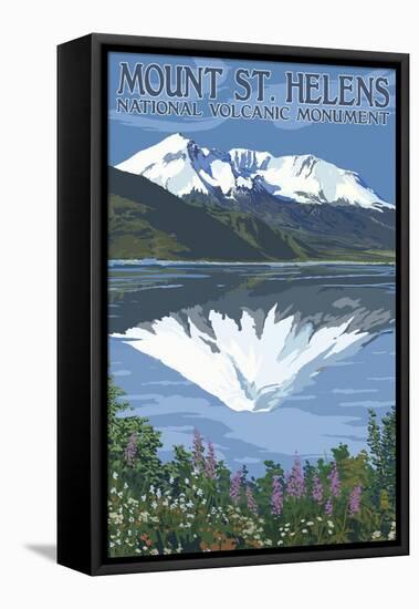 Mount St. Helens, Washington - before and after Views-Lantern Press-Framed Stretched Canvas