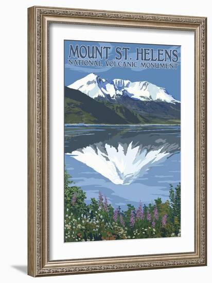 Mount St. Helens, Washington - before and after Views-Lantern Press-Framed Art Print