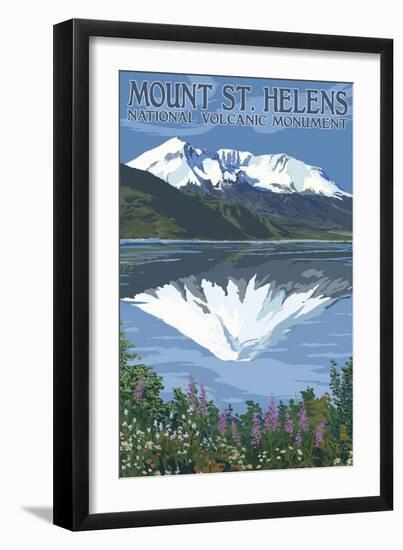 Mount St. Helens, Washington - before and after Views-Lantern Press-Framed Art Print