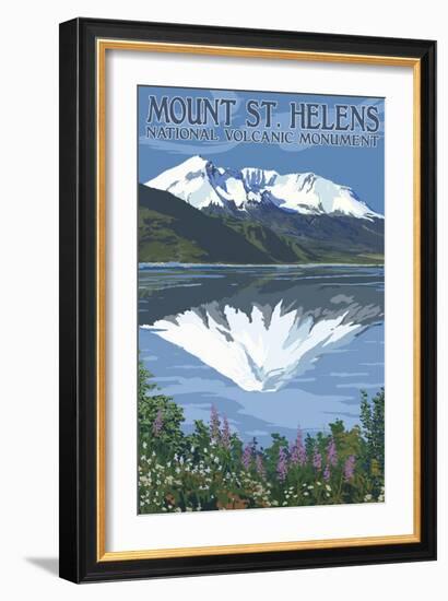 Mount St. Helens, Washington - before and after Views-Lantern Press-Framed Art Print