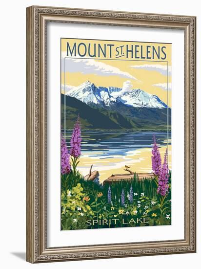 Mount St. Helens, Washington - Spirit Lake-Lantern Press-Framed Art Print