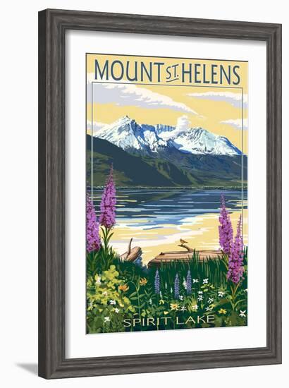 Mount St. Helens, Washington - Spirit Lake-Lantern Press-Framed Art Print