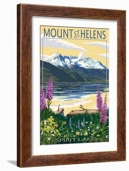 Mount St. Helens, Washington - Spirit Lake-Lantern Press-Framed Art Print