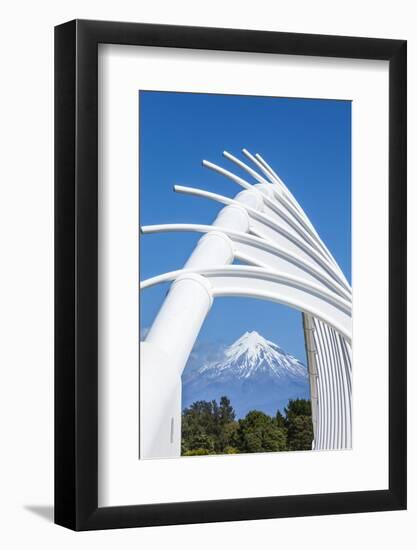 Mount Taranaki (Egmont) Framed with Te Rewa Rewa Bridge, Taranaki, North Island, New Zealand-Doug Pearson-Framed Photographic Print