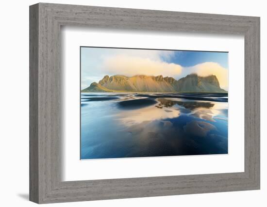 Mount Vestrahorn shrouded in clouds at sunrise, Stokksnes, Iceland, Polar Regions-Miles Ertman-Framed Photographic Print