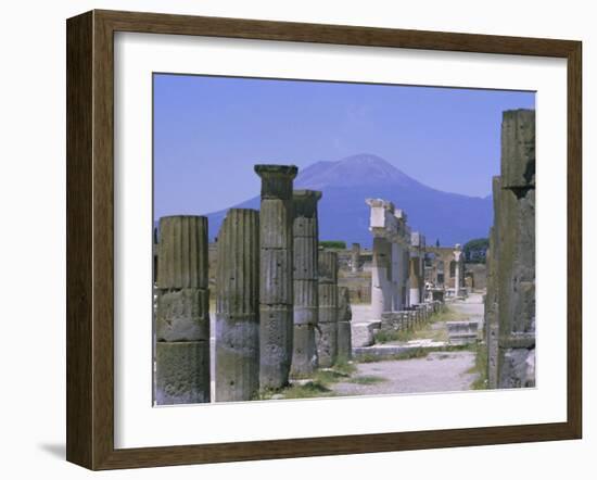 Mount Vesuvius Seen from the Ruins of Pompeii, Campania, Italy-Anthony Waltham-Framed Photographic Print