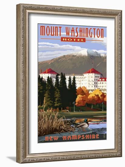 Mount Washington Hotel in Fall - Bretton Woods, New Hampshire-Lantern Press-Framed Premium Giclee Print