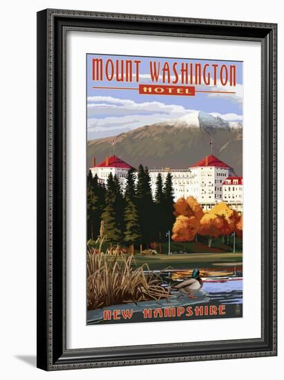 Mount Washington Hotel in Fall - Bretton Woods, New Hampshire-Lantern Press-Framed Premium Giclee Print