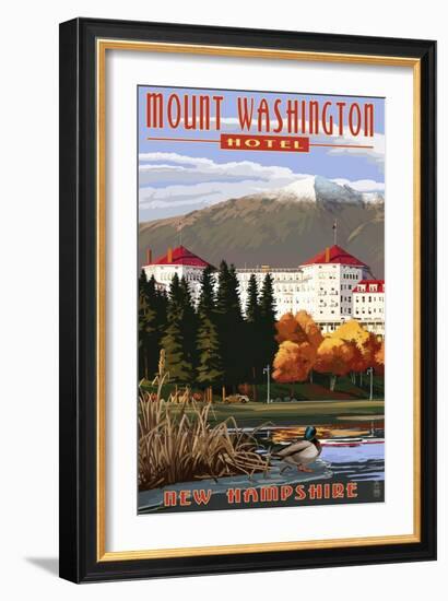 Mount Washington Hotel in Fall - Bretton Woods, New Hampshire-Lantern Press-Framed Art Print