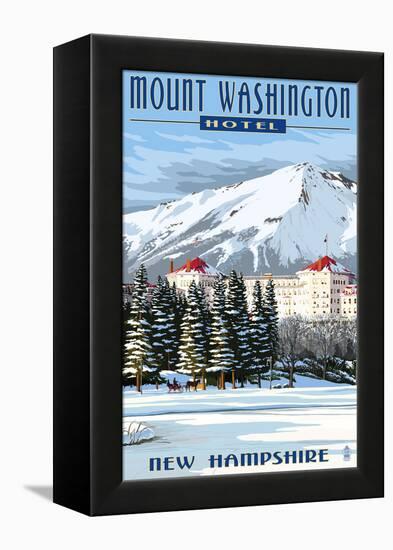 Mount Washington Hotel in Winter - Bretton Woods, New Hampshire-Lantern Press-Framed Stretched Canvas