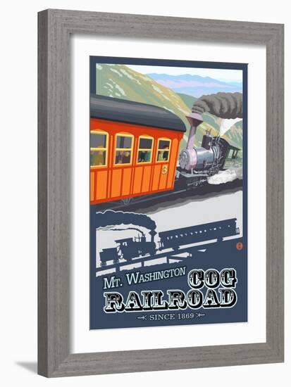 Mount Washington, New Hampshire - Cog Railroad-Lantern Press-Framed Art Print