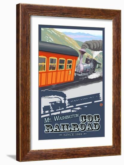 Mount Washington, New Hampshire - Cog Railroad-Lantern Press-Framed Art Print