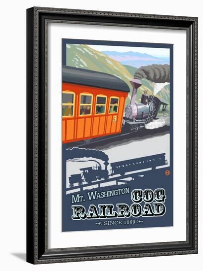 Mount Washington, New Hampshire - Cog Railroad-Lantern Press-Framed Art Print