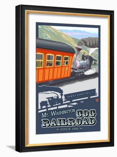 Mount Washington, New Hampshire - Cog Railroad-Lantern Press-Framed Art Print