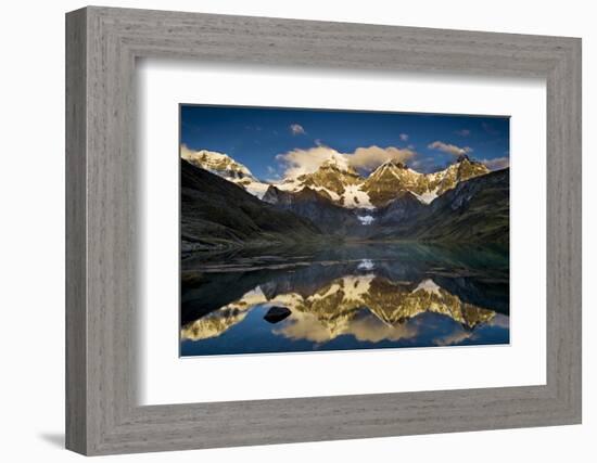 Mount Yerupaja Reflects in Lake Huayhuish, Andes Mountains, Peru-Howie Garber-Framed Photographic Print