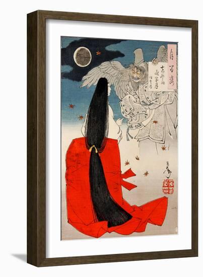 Mount Yoshino Midnight Moon, One Hundred Aspects of the Moon-Yoshitoshi Tsukioka-Framed Giclee Print