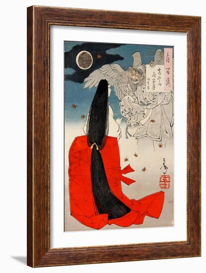 Mount Yoshino Midnight Moon, One Hundred Aspects of the Moon-Yoshitoshi Tsukioka-Framed Giclee Print