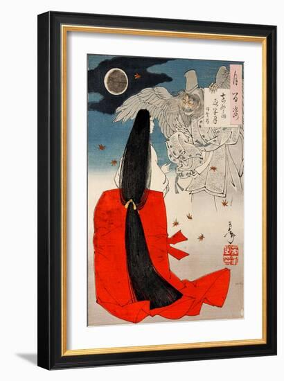 Mount Yoshino Midnight Moon, One Hundred Aspects of the Moon-Yoshitoshi Tsukioka-Framed Giclee Print