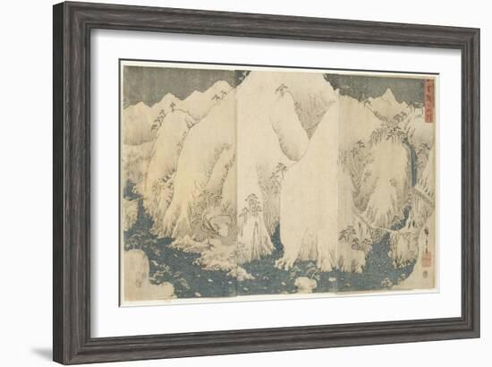 Mountain and River at Kiso Pass, August 1857-Utagawa Hiroshige-Framed Giclee Print