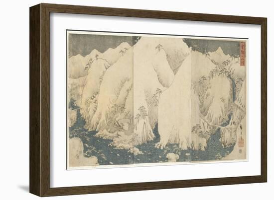 Mountain and River at Kiso Pass, August 1857-Utagawa Hiroshige-Framed Giclee Print