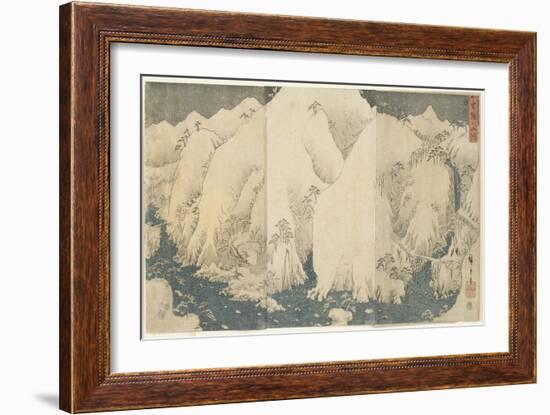 Mountain and River at Kiso Pass, August 1857-Utagawa Hiroshige-Framed Giclee Print