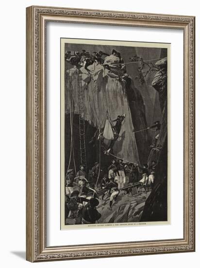 Mountain Battery Climbing a Pass, Hoisting Mules Up a Precipice-null-Framed Giclee Print